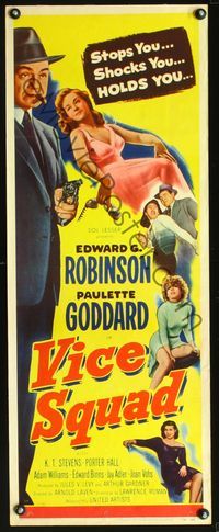 3j785 VICE SQUAD insert '53 Edward G. Robinson, film noir that stops you like a slug in the chest!