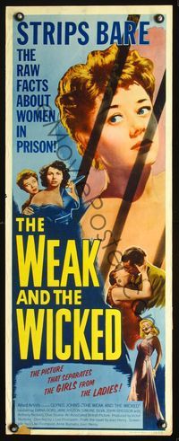 3j794 WEAK & THE WICKED insert '54 bad girl Diana Dors, strips bare raw facts of women in prison!
