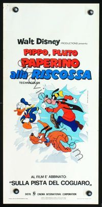 3j078 DONALD, GOOFY, & PLUTO Italian locandina '75 great cartoon art of Donald Duck, Goofy & Pluto!