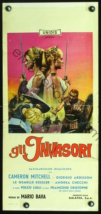 3j091 ERIK THE CONQUEROR Italian locandina '63 Mario Bava's Gli Invasori, different Enzi montage!