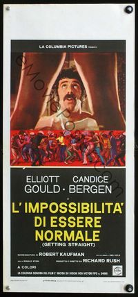 3j113 GETTING STRAIGHT Italian locandina '70 wacky image of Elliott Gould, wild art of protest!
