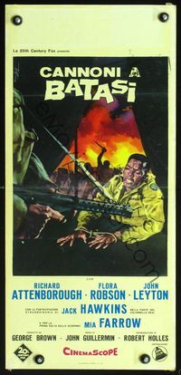 3j121 GUNS AT BATASI Italian locandina poster '64 John Guillerman, cool war artwork by Enzo Nistri!