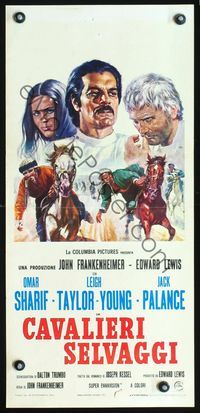 3j140 HORSEMEN Italian locandina '71 John Frankenheimer directed, Mos art of Omar Sharif, Palance!