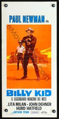 3j167 LEFT HANDED GUN Italian locandina R70 great Piovano art of Paul Newman as Billy the Kid!