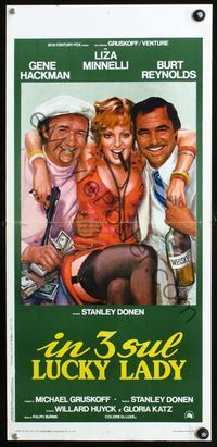 3j176 LUCKY LADY Italian locandina poster '75 Ciriello art of Gene Hackman, Minnelli, & Reynolds!