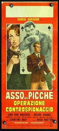 3j206 OPERATION COUNTERSPY Italian locandina '66 cool Mos gambling & guns artwork, Bond imitation!