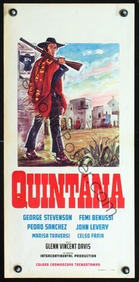 3j227 QUINTANA: DEAD OR ALIVE Italian locandina '69Deawicis art of Ruggeri w/rifle & wanted poster!