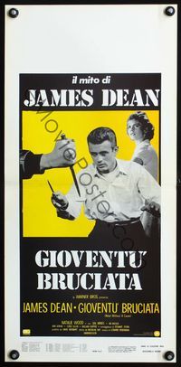 3j231 REBEL WITHOUT A CAUSE Italian locandina poster R70s great image of James Dean in knifefight!