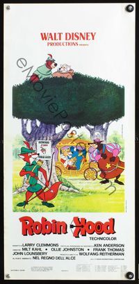 3j238 ROBIN HOOD Italian locandina movie poster R80s Walt Disney cartoon, cartoon art of cast!