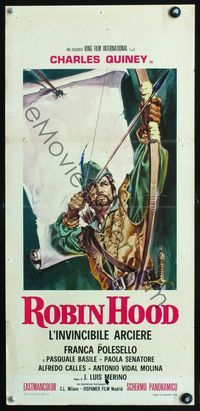 3j239 ROBIN HOOD: THE INVINCIBLE ARCHER Italian locandina '70 cool Casaro art of Robin Hood w/bow!