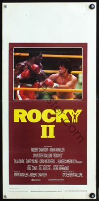 3j240 ROCKY II Italian locandina '79 Sylvester Stallone & Carl Weathers fight in ring, sequel!
