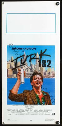 3j281 TURK 182 Italian locandina '85 cool B. Napoli art of Timothy Hutton spraypainting title!