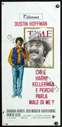 3j293 WHO IS HARRY KELLERMAN Italian locandina '71 cool different art of Dustin Hoffman smoking!