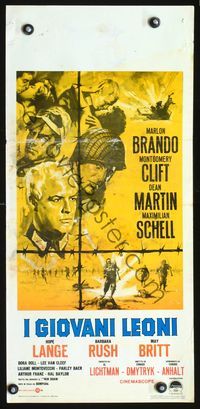 3j300 YOUNG LIONS Italian locandina '58Nistri art of Marlon Brando, Dean Martin & Montgomery Clift!