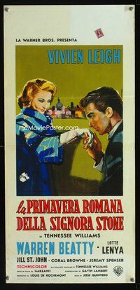 3j242 ROMAN SPRING OF MRS. STONE Italian locandina '62 different art of Beatty & Leigh by Manfredo!