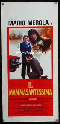 3j147 IL MAMMASANTISSIMA Italian locandina '79 cool Crovato art of Mafia boss & screaming woman!