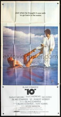 3k309 '10' int'l three-sheet '79 Blake Edwards, Dudley Moore on the beach with sexiest Bo Derek!