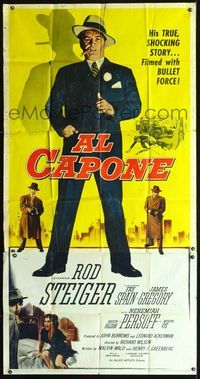 3k316 AL CAPONE 3sheet '59 cool full-length art of Rod Steiger as the most notorious gangster!