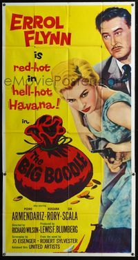 3k333 BIG BOODLE three-sheet poster '57 Errol Flynn red-hot in Havana Cuba with sexy Rossana Rory!