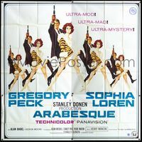 3k008 ARABESQUE six-sheet '66 Gregory Peck, sexy Sophia Loren, ultra mod, ultra mad, ultra mystery!