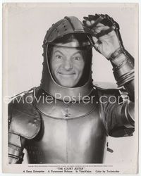 3m086 COURT JESTER 8x10 still '55 great wacky close up of Danny Kaye in full armor lifting visor!