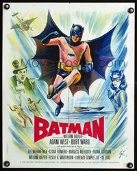 3o189 BATMAN French 18x22 poster '66 DC Comics, Grinsson art of Adam West & Burt Ward w/villains!