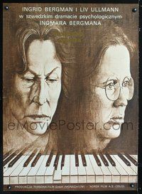 3o546 AUTUMN SONATA Polish '78 Ingmar & Ingrid Bergman, Andrzej Pagowski art of stars w/piano!
