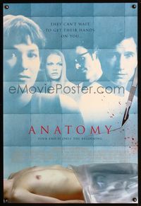 3p049 ANATOMY DS one-sheet '00 Stefan Ruzowitzky's Anatomie, creepy image of corpse & scalpel!