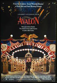 3p063 AVALON advance one-sheet '90 Barry Levinson, immigration, cool image of patriotic festival!