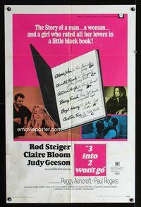 3r017 3 INTO 2 WON'T GO domestic 1sh '69 Rod Steiger, sexy Claire Bloom and her little black book!