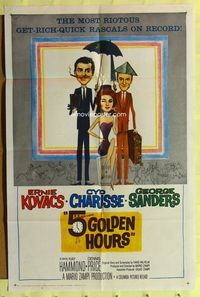 3r323 FIVE GOLDEN HOURS one-sheet '61 wacky art of Ernie Kovacs, Cyd Charisse & George Sanders!
