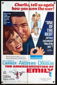 3r050 AMERICANIZATION OF EMILY one-sheet poster '64 James Garner, Julie Andrews, Paddy Chayefsky