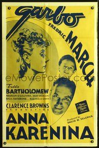 3r057 ANNA KARENINA one-sheet poster R42 profile of Greta Garbo, Fredric March, Freddie Bartholomew