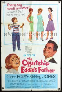 3r188 COURTSHIP OF EDDIE'S FATHER one-sheet '63 Ron Howard helps Glenn Ford choose his new mother!