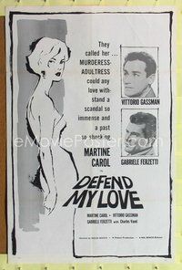3r224 DEFEND MY LOVE 1sheet '59 Gassman & Ferzetti called sexy Martine Carol a murderess adultress!