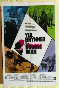 3r251 DOUBLE MAN one-sheet movie poster '67 cool images of Yul Brynner, Britt Ekland & skiers!