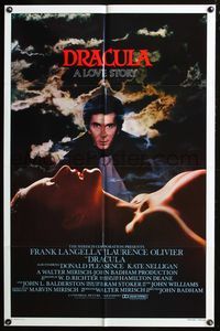 3r260 DRACULA int'l one-sheet '79 Laurence Olivier, Bram Stoker, vampire Frank Langella & sexy girl!