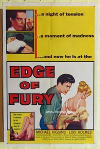 3r269 EDGE OF FURY one-sheet '57 a night of tension, a moment of madness, a story of violence!