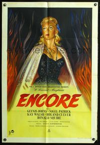 3r279 ENCORE English 1sheet '52 W. Somerset Maugham, best art of sexy blonde performer Glynis Johns!