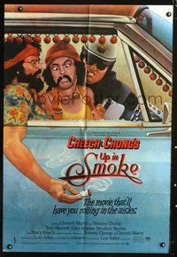 3r933 UP IN SMOKE English 1sh '78 Cheech & Chong marijuana drug classic, great Scakisbrick artwork!