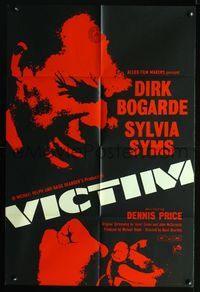 3r944 VICTIM English one-sheet poster '62 homosexual Dirk Bogarde is blackmailed, cool art image!