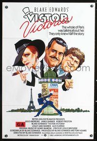 3r945 VICTOR VICTORIA English one-sheet '82 Blake Edwards, cool art of Julie Andrews & James Garner!