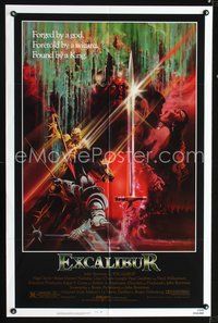 3r285 EXCALIBUR one-sheet movie poster R80s John Boorman, cool medieval fantasy artwork by Bob Peak!