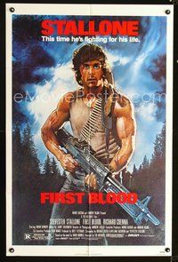 3r313 FIRST BLOOD one-sheet poster '82 artwork of Sylvester Stallone as John Rambo by Drew Struzan!