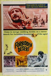 3r342 FORBIDDEN DESERT 1sheet '58 filmed amidst the mysteries of today's high-tension Middle East!