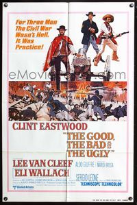 3r385 GOOD, THE BAD & THE UGLY int'l one-sheet R80 Clint Eastwood, Lee Van Cleef, Sergio Leone