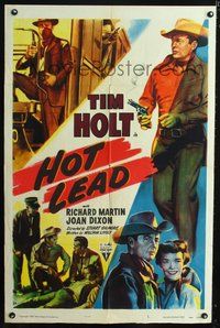 3r455 HOT LEAD one-sheet movie poster '51 Tim Holt, Richard Martin, Joan Dixon, cool cowboy art!