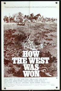3r464 HOW THE WEST WAS WON one-sheet poster R70 John Ford classic epic featuring 24 great stars!