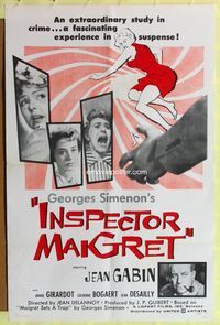 3r479 INSPECTOR MAIGRET one-sheet movie poster '58 Georges Simenon, French bad girl Annie Girardot!