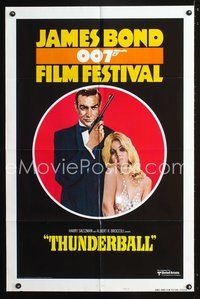 3r494 JAMES BOND 007 FILM FESTIVAL style B one-sheet '75 Sean Connery w/sexiest girl, Thunderball!